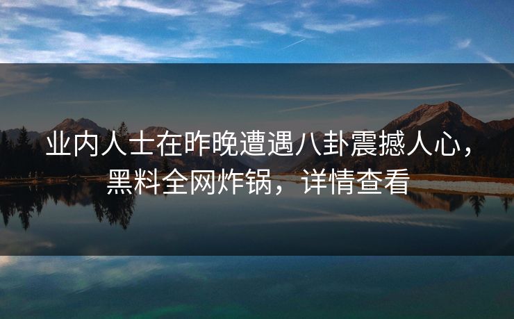 业内人士在昨晚遭遇八卦震撼人心，黑料全网炸锅，详情查看