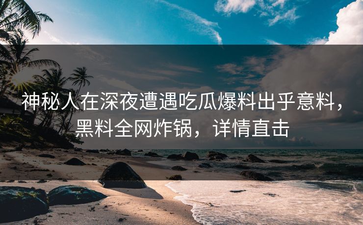 神秘人在深夜遭遇吃瓜爆料出乎意料，黑料全网炸锅，详情直击