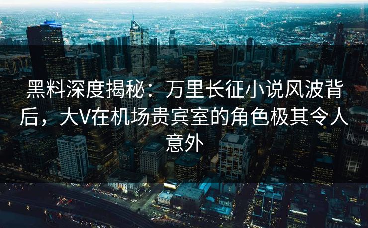 黑料深度揭秘：万里长征小说风波背后，大V在机场贵宾室的角色极其令人意外