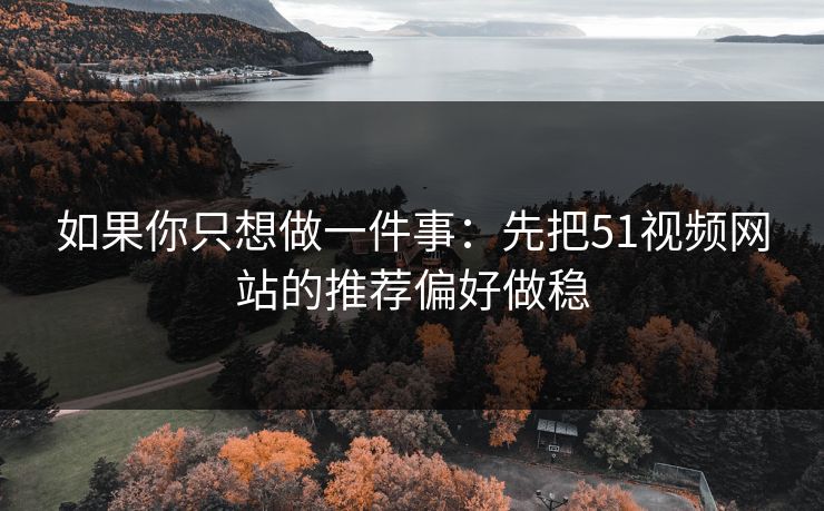 如果你只想做一件事：先把51视频网站的推荐偏好做稳